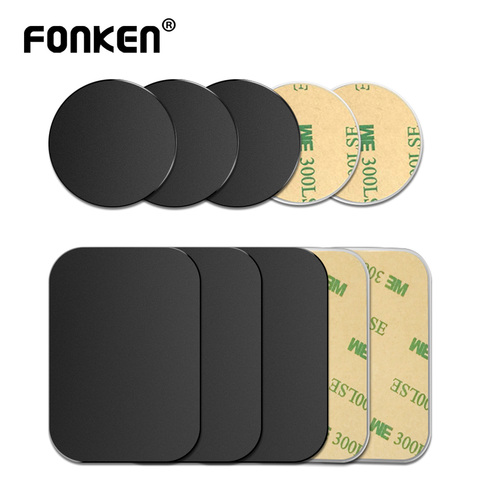 FONKEN 1/5pcs Thin Metal Plate For Magnetic Car Phone Holder Iron Sheet Sticker Disk For Magnet Phone Stand Mount Round Retangle ► Photo 1/6