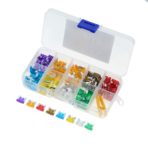 100pcs/lot Car Truck Micro Blade Fuses 3A 5A 7.5A 10A 15A 20A 25A 30A AMP Plastic Box Assortment with Clip ► Photo 1/6