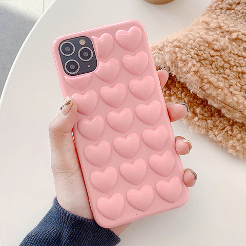 Cartoon Candy 3D Love Heart phone Cases For iPhone 7 8 7plus 11 Pro X XS Max XR soft tpu Case With Lanyard silicone Case Cover ► Photo 1/6