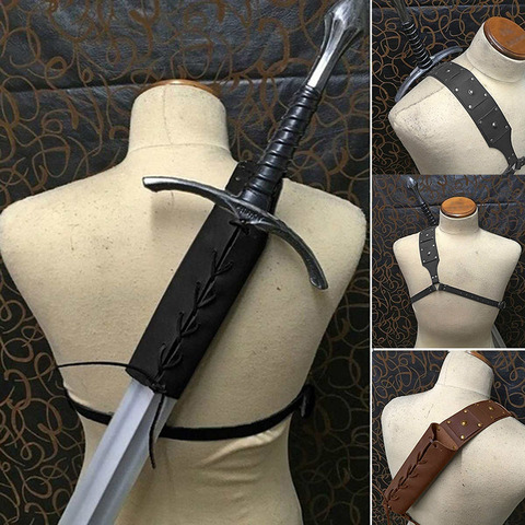 Medieval Sword Shoulder Back Sheath Scabbard Frog Holder For Adult Men Larp Warrior Costume Rapier Leather Buckle Strap Holster ► Photo 1/6