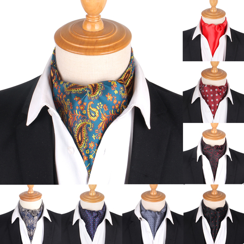 Paisley Men Cashew Tie Wedding Formal Cravat Ascot Scrunch Self British Gentleman Polyester Woven Neck Tie Luxury ► Photo 1/6