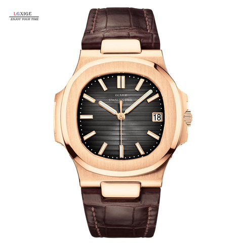 LGXIGE Brand Men Watch Luxury Fashion Gold Dress Stainless Steel Luminous Calendar AAA Watch For Men Sport Wristwatch ► Photo 1/6