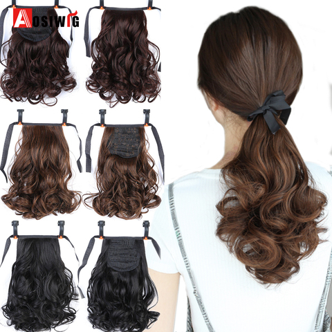 AOSIWIG Female Hair Short Curly Hair Tail Natural Clip In Hair Extensions Ponytail Heat Resistant Synthetic Drawstring Hairpiece ► Photo 1/6