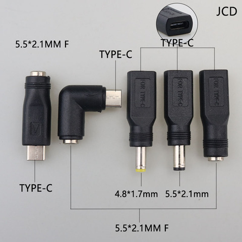 1pcs 5.5 x 2.1 mm / 4.8*1.7mm Female to Micro USB Type C Male 5 Pin DC Power Plug 180 Degrees Connector Adapter For Laptop PC ► Photo 1/6