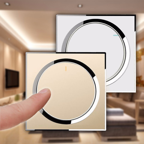 1pcs Light Switch 1 Gang 1 Way Acrylic Panel Home Button LED Wall Light Lamp Switch Panel Control 250V 10A White Gold ► Photo 1/6