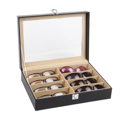 8-Grid Eye Glasses Case Faux Leather Sun Glasses Box Glasses Holder Storage Box Glasses Box Display Collection Glasses Jewelry ► Photo 1/6