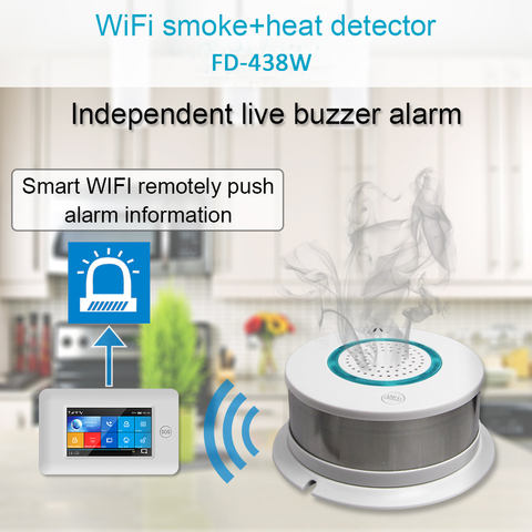 2-in-1 Smart Wireless WIFI+APP Fire Smoke & Temperature Sensor Wireless Smoke Temperature Detector Home Security Alarm System ► Photo 1/5