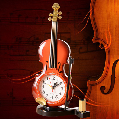 Unique Quartz Alarm Clock Vintage Clock Home Office Decor Mini Bedside Desk Violin Alarm Clock Student Festival Gifts Handmade C ► Photo 1/6