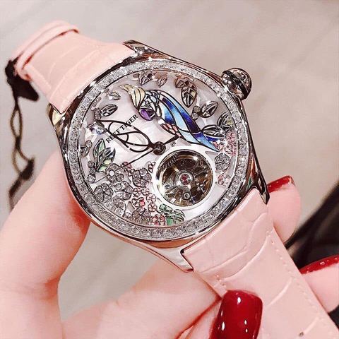 2022 Reef Tiger/RT Womens Luxury Fashion Watches Waterproof Watches Diamonds Pink Dial Automatic Tourbillon Watches RGA7105 ► Photo 1/1