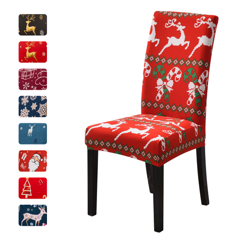 Christmas Chair Covers Elastic Stretch Universal Size Dining Chair Cover Case for Kitchen Xmas Decoration ► Photo 1/6
