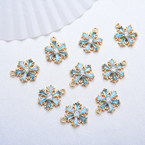 4PCS 13x10 MM 24K Gold Color Zircon snowflake Charms Pendants Brass With High Quality Diy Jewelry Findings Accessories ► Photo 1/6