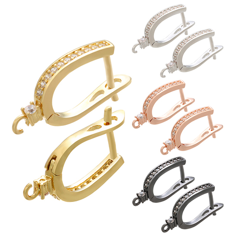ZHUKOU Brass Gold/Silver color Earring Hooks Accessories Crystal stud earrings hook for handmade Earrings Jewelry Making VE94 ► Photo 1/6