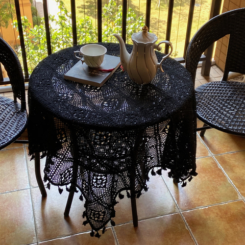 Pastoral Handmade Crochet Square Cotton Tablecloth Bedroom Balcony Corridor Tea Party Round Table Piano Cover Cloth Tapete Nappe ► Photo 1/3