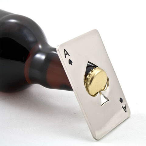 Hot sale High Quality Stainless Steel Bottle Opener,Bar Cooking Poker Playing Card of Spades Tools,Free shipping. ► Photo 1/6