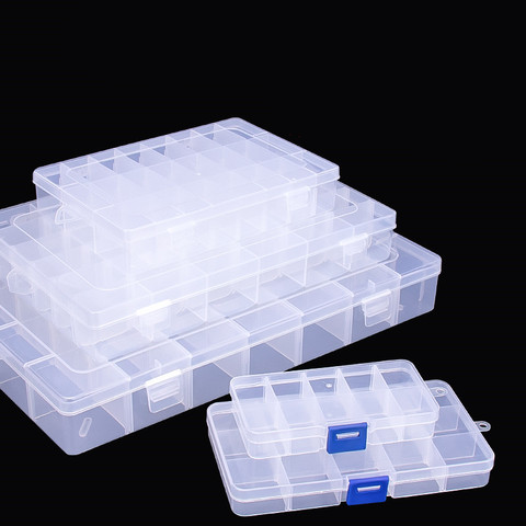 10/15/24 Grids Adjustable Compartments Plastic Transparent Organizer Jewel Bead Case Cover Container Storage Box Parts Screw Box ► Photo 1/5