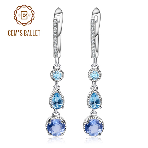 GEM'S BALLET Natural  Color-Change Fluorite Mix Gemstone Drop Earrings 100% Genuine 925 sterling silver Fine Jewelry For Women ► Photo 1/6