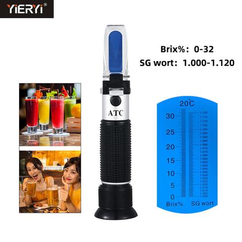 yieryi Beer Wort Wine Refractometer Brix Brewing refractometer Dual Scale - Specific Gravity 1.000-1.120 and 0-32% Brix ► Photo 1/6
