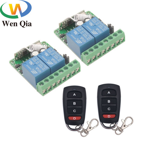 433MHz Wireless Universal Remote Control DC12V 10Amp 2CH 2 gangs rf Relay Receiver and Transmitter for road door / Motor switch ► Photo 1/6