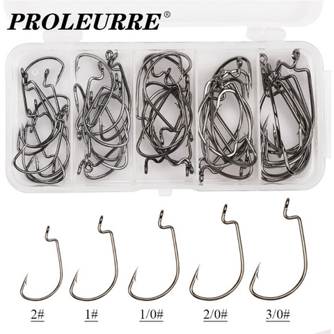 50pcs/box high quality High-carbon steel fishing hooks crank hook lure Worm Pesca for Soft Bait Tackle accessories boxed set ► Photo 1/6