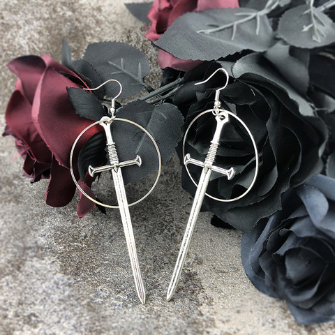 VamGoth1573 Gothic Crosses Vintage Large Drop Earring For Women Man  Long Earring Silver Color Halloween Earrings 2022 New VG002 ► Photo 1/6