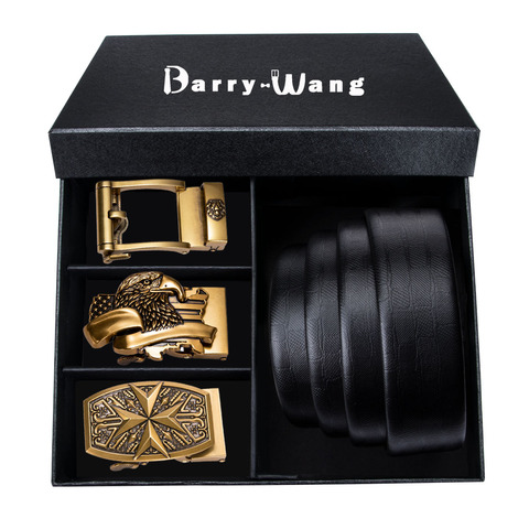 Barry.Wang Leather Belts for Men 3 Pack Automatic Slide Buckle Waist Strap Set Luxury Male Belt for Business Wedding Gift Box ► Photo 1/6