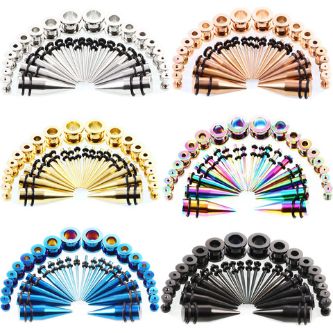 36PCS Ear Stretching Kit Stainless Steel 14G-00G Ear Strecher Set Gauge Plug Ear Tunnel Set Steel Taper Plug Kit Piercing Lot ► Photo 1/6