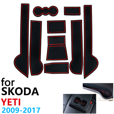 Anti-Slip Rubber Cup Cushion Door Groove Mat for Skoda Yeti 2009~2017 2011 2013 2015 2016 Accessories Car Stickers mat for phone ► Photo 1/6