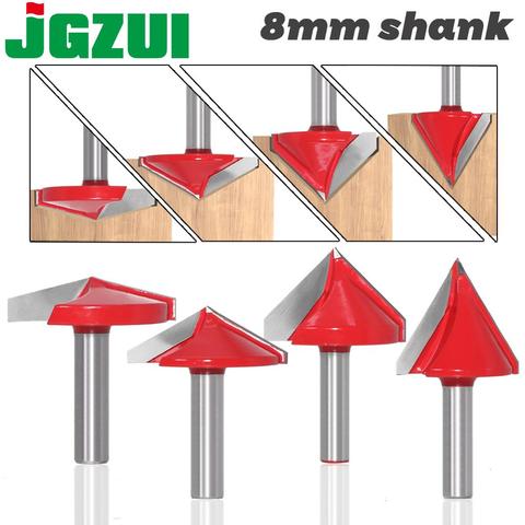 JGZUI 8mm shank V Bit CNC solid carbide end mill 3D Router Bits for Wood 60 90 120 150 deg tungsten woodworking milling cutter ► Photo 1/6