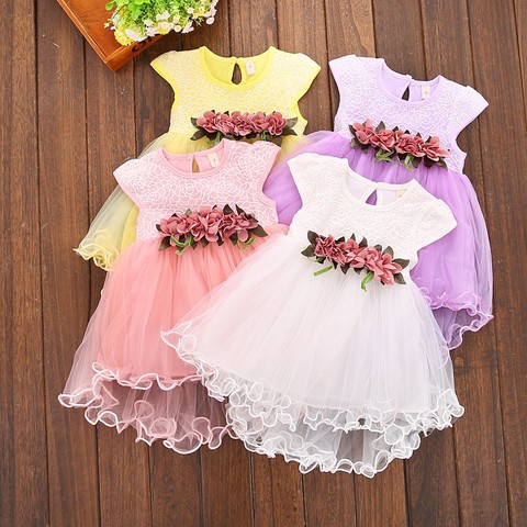 Baby Girls Summer Floral Dress Princess Party Tulle Flower Dresses Toddler Infant Girls Mesh Tutu Dress For Girls ► Photo 1/6