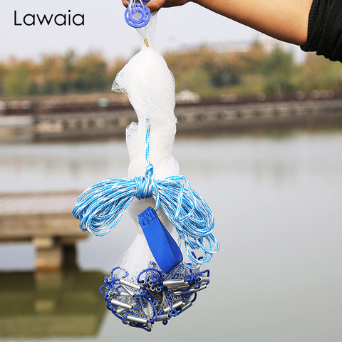 Lawaia Hand Cast Net Iron Pendant Fishing Net Transparent Monofilament Wire Landing Net Diameter 2.4m 3.6m 7.2m Fishing Net Mesh ► Photo 1/5