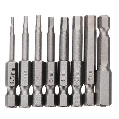 8pcs Magnetic Hexagon Screwdriver Bit S2 Steel 1/4 Inch Hex Shank  Screw Drivers Set 50mm Length H1.5-H8 ► Photo 1/6