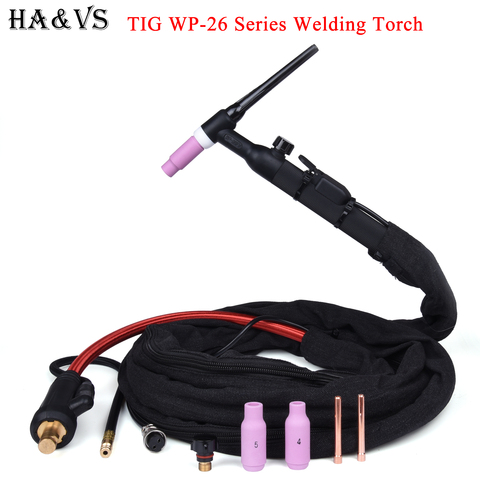 WP26 WP26FV WP26F TIG Welding Torch Gas-Electric Integrated Rubber Super Soft Red Hose 4M 35-50 Euro Connector 13FT Air Cooled ► Photo 1/6