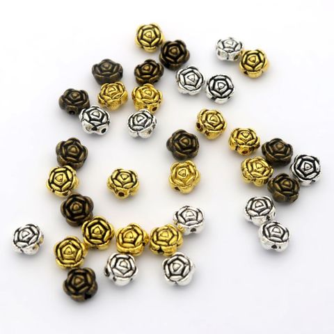 50pcs 6mm Flower Rose Elegant Loose Spacer Metal Seed Beads For Jewelry Making Needlework Beadwork Diy Accessories Wholesale ► Photo 1/4