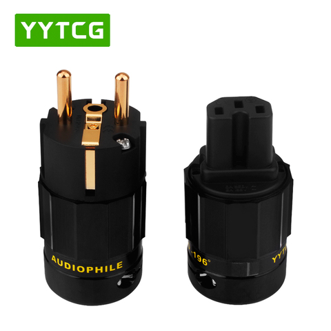 YYTCG G2 1pair 24K Gold Plated EU European Schuko Power Connector IEC Plug ► Photo 1/6