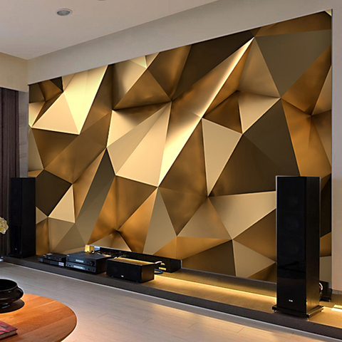 Photo Wallpaper Modern 3D Stereo Golden Geometric Murals Living Room TV Background Wall Decor Self-Adhesive Waterproof Stickers ► Photo 1/6