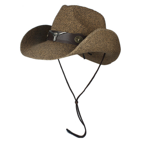 Summer Straw Men Women Black Western Cowboy Hat Wide Brim Hat Outdoor Sombrero Hombre Cowgirl Hat ► Photo 1/6