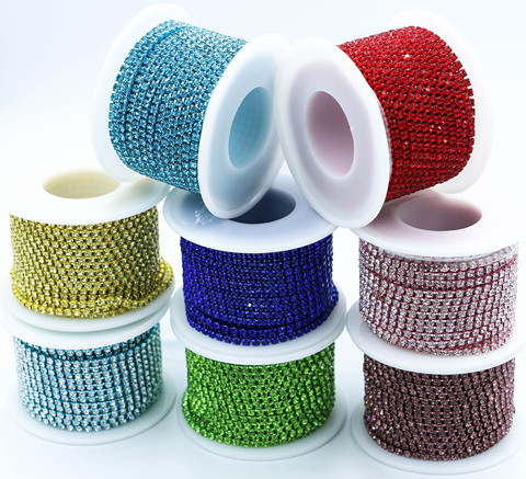 10 yard Glass crystal Strass Rhinestone Cup Chain Sew On Diamond Glue-On Close Chains Glitter Trim Cup Chain sew on Garment ► Photo 1/6