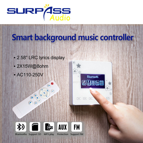 Smart Home Hotel Mini audio on Wall Amplifier active touchkey Background Music Mp3 Player Powered Bluetooth Stereo hifi tv Panel ► Photo 1/6