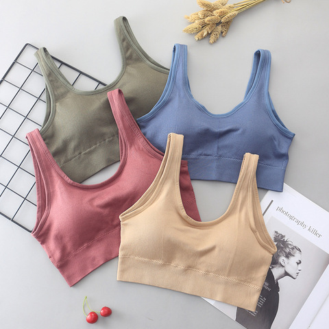 Women Tank Crop Top Seamless Underwear Female Beauty V-Back Crop