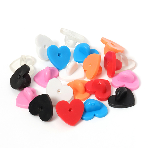 50pcs Rubber/Metal Pin Backs Heart Brooch Buckle Button Clasps DIY Collar Buckle Accessories for Women Jewelry Making Findings ► Photo 1/6