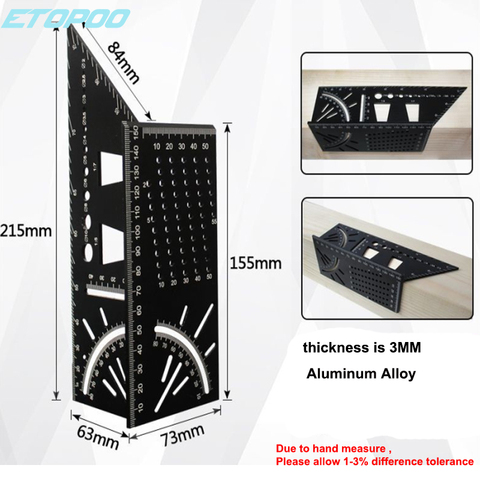 Aluminum alloy thickening woodworking multi-function square size Measure Ruler Angle for Measuring woodworking Angle Protractor ► Photo 1/6