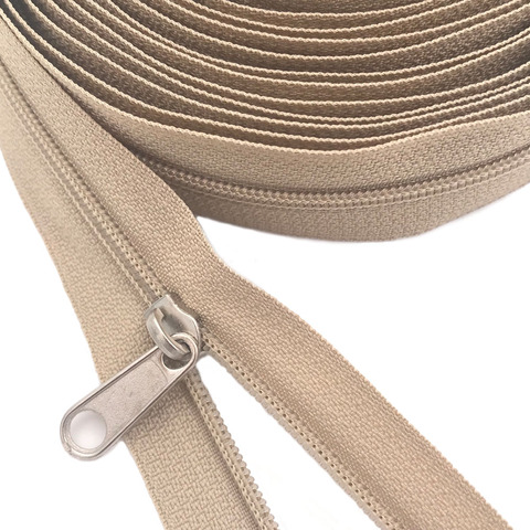 3# Bulk Nylon Coil Zippers with Zipper Sliders Beige Yard Zippers Wholesale For DIY home Craft Sewing Garment Accessories ► Photo 1/6