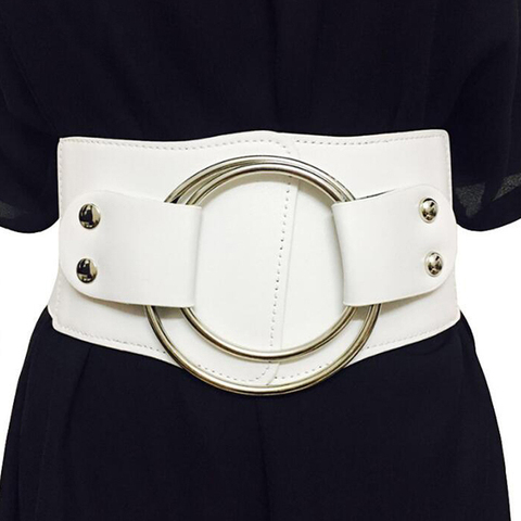 Lady Retro Wide Waist Belts Stretchy Elastic Corset Waistband Hollow Metal Big O-ring Women's Belt For Dress Jacket ► Photo 1/6