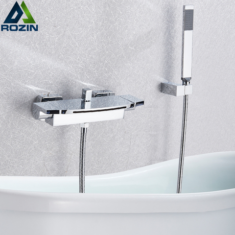 Chrome Waterfall shower bath set Black retro bathroom shower Mixer Faucet Tap Dual Handle Bath Shower Set Handheld Head ► Photo 1/6