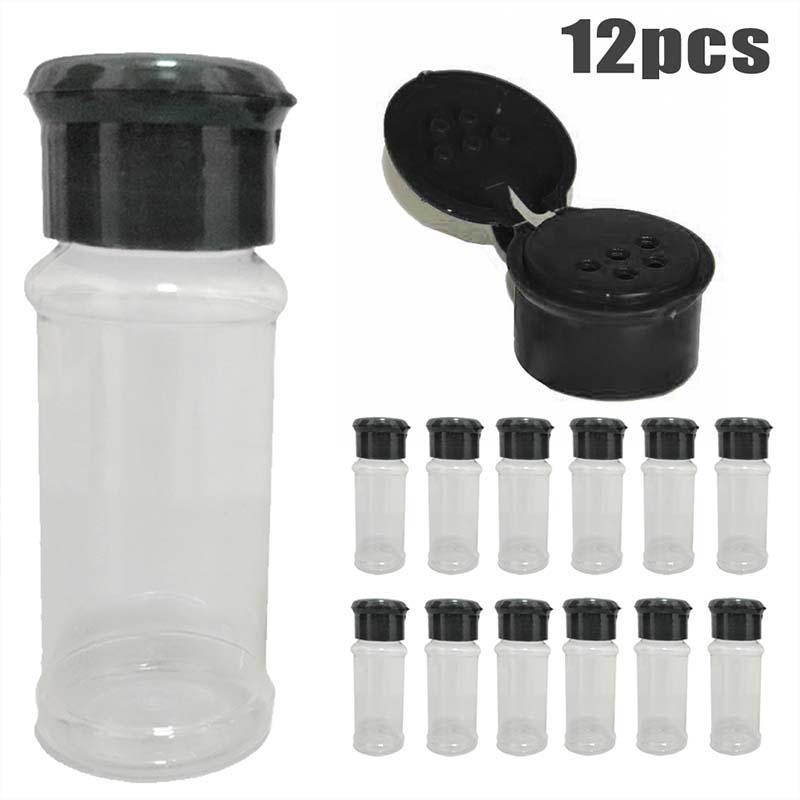 12pcs Plastic Spice Jar Salt Pepper Shakers Seasoning Jar Barbecue BBQ Condiment Vinegar Bottles Kitchen Containers For Spices ► Photo 1/6