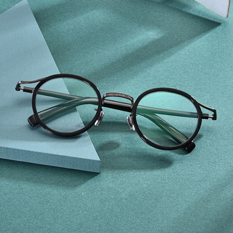2022 Japanese Literary New Style Titanium Acetate Eyeglasses Vinatge Round Circle Optical Glasses Frame for Men Women Spectacle ► Photo 1/6