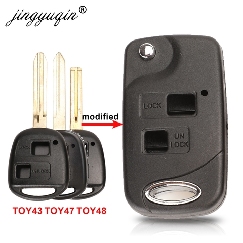 jingyuqin Flip 2 Button Remote Key Shell For Toyota RAV4 Avalon Echo Prado Tarago Camry Tarago TOY43 / TOY47 TOY48 Fob Case ► Photo 1/5