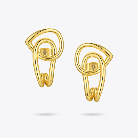 ENFASHION Interlaced Stud Earrings For Women Gold Color Geometric Piercing Earings Fashion Jewelry Friends Gifts Brincos E201186 ► Photo 1/6