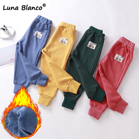 Unisex 12M-5T Full Length Toddler Pants Children's Thick Sport Cotton Pant Solid Autumn and Winter Teenage Boys Girls Leggings ► Photo 1/6