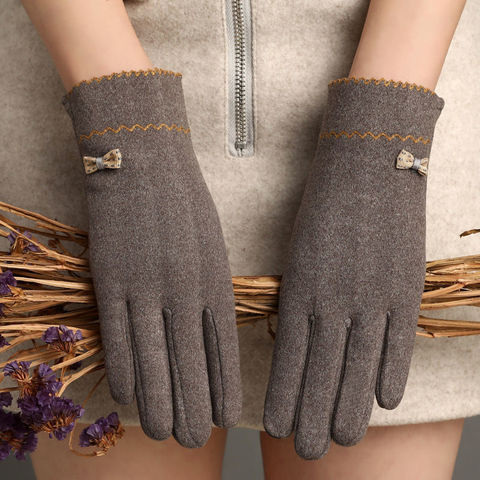 Autumn Winter New Women Keep Warm Touch Screen Thin Fleece Windproof Elasticity Gloves Elegant Female Retouch Bowknot Simple ► Photo 1/6